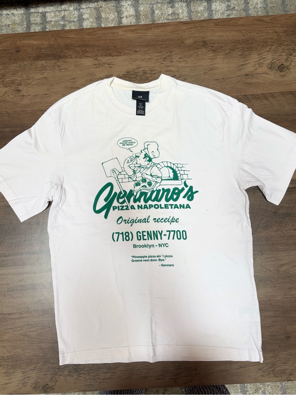 H&M White Pizza Napoletana Graphic Tee